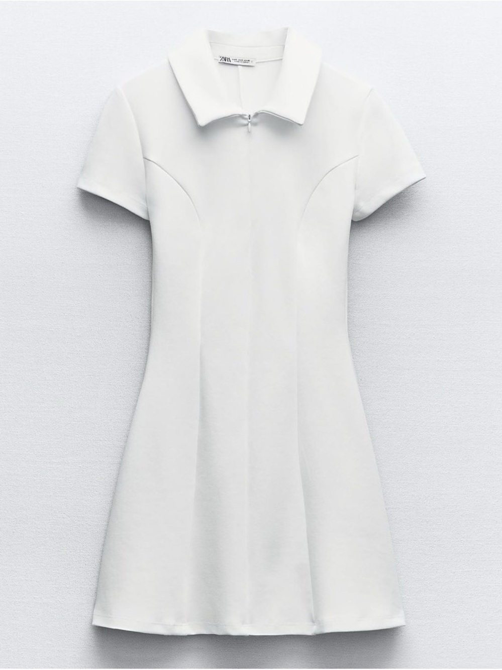 Zara White Short-Sleeve collared Dress